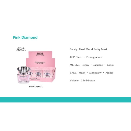 Veking Colo Pink Diamond Women Perfume 25ml, Fresh Floral Fruity Musk Long‑Lasting Eau De Parfum Spray
